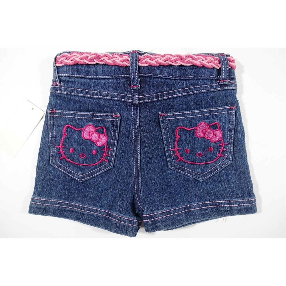 Hello Kitty Jeans Shorts Girls 5 Cotton Polyester Spandex Ajustable Waistband - Picture 3 of 5